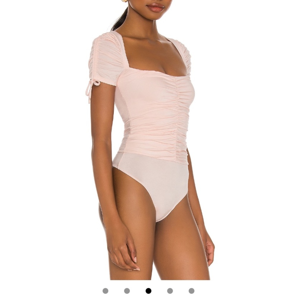 Lovers + Friends Blush Pink Ruched Square-Neck Bodysuit - Picture 2 of 3